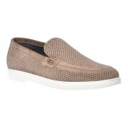 Loafer in taupe perforated suede
