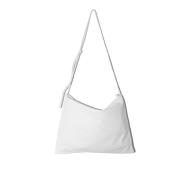Hvid rektangulær lædertaske med lynlås