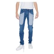 Blå Plain Herre Jeans med Lynlås