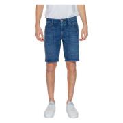 Blå Plain Shorts med Lynlås Lukning