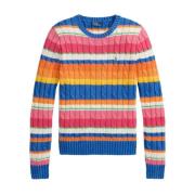 Stribet Bomuld Rund Hals Sweater