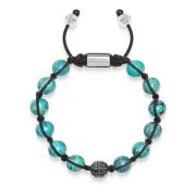 Men's Black Diamond Beaded Bracelet with Turquoise and Sterling Silver