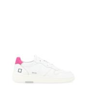 Hvid og Pink Læder Court Sneaker