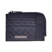 Document holder in dark blue with a woven print