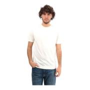 Hvid Kortærmet Crewneck Kompakt Bomulds T-shirt