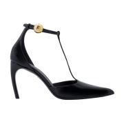 Sorte Stiletto Pumps med Ankelrem