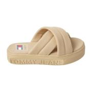 Beige Flad Sandal Lettering Flatform