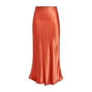 Vinklet Midi Satin Nederdel