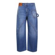 Blå Bomuld Jeans med Kontrast Syning