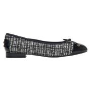 Kvinders Sort & Hvid Ballet Flats lavet af Kombinerede Materialer ER00114173