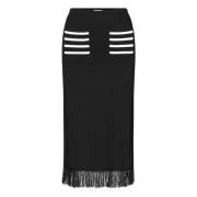 Fringed Knit Pencil Skirt