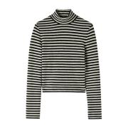 Stribet uld turtleneck T-shirt