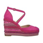 Flettet kile sandal med rhinesten