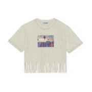 Fringe-Trim Bomuld T-Shirt