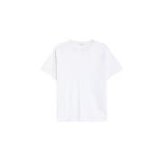 Hvid Bomulds T-shirt med Crew Neck