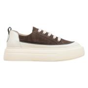 Kvinders Brun & Beige Lav Top Læder & Ruskind Sneakers ER00113499