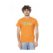 Orange Logo Print Bomuld T-shirt