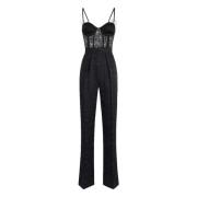 Sort Jacquard Jumpsuit Palazzo Bukser