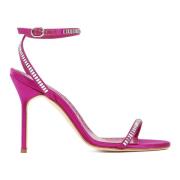 Rosa Satin Sandal med Krystalpynt