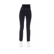 Trendy Sorte Jeans med Trefarvet Accenter