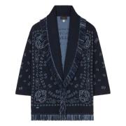 Blå Bandana Jacquard Cardigan