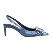 Denim Patchwork Hælede Pumps