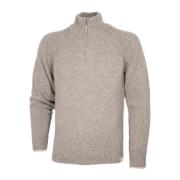 Høj Hals Halv Zip Sweater Beige Melange