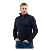 Herre Sweater Navy Bomuld