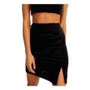 Velvet Mini Skirt med Sideslidse