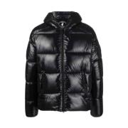 Sort Nylon Puffer Jakke