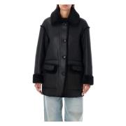 Vendbar Shearling Frakke Sort AW24