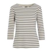 Breton Stripe Bluse Sort/Ivory