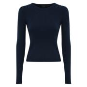 Uld Ribstrikket Sweater med Metal Knapper