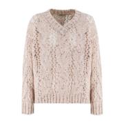 Elegant Sequin V-Neck Sweater