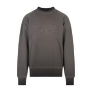 Grå Crew-Neck Sweatshirt med Broderet Logo