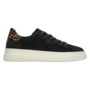 Kvinders Sorte Animal Print Lave Sneakers lavet af Italiensk Ægte Velour ER00115645