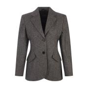 Slim Fit Herringbone Blazer Sort