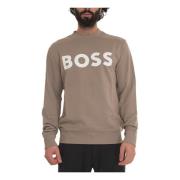 Ensfarvet Crewneck Sweatshirt med Maxi Logo