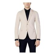 Beige Knappelukning Revers Blazer