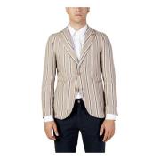 Beige Knappet Blazer Forår/Sommer Mænd