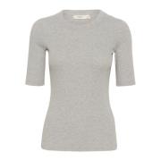 Melange T-shirt Top ¾ Ærmer Granit