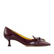 Bordeaux Læder Bow Detalje Pumps