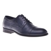 Lace-ups in dark blue leather