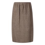 Tweed Midi Nederdel med Lommer