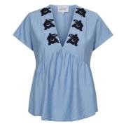 Roseli SS Bluse - Dusty Blue