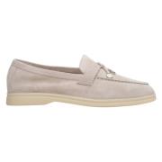 Kvinders Lyse Beige Tassel Loafers lavet af Velour ER00113562