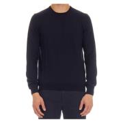 Blå Crewneck Sweater Fin Uld