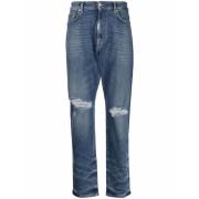 Vintage Blue Distressed Straight Leg Jeans