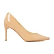 Beige Patent Læder Pumps