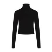 Sort Turtleneck Sweater Metal Oval D